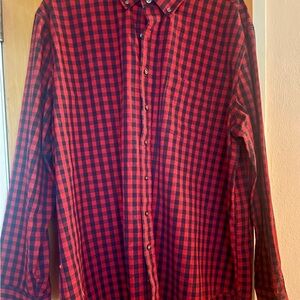 George Men's Casual Red and Black Checkered Shirt